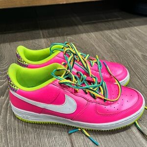Nike Kids Neon Pink and Lime Sneakers